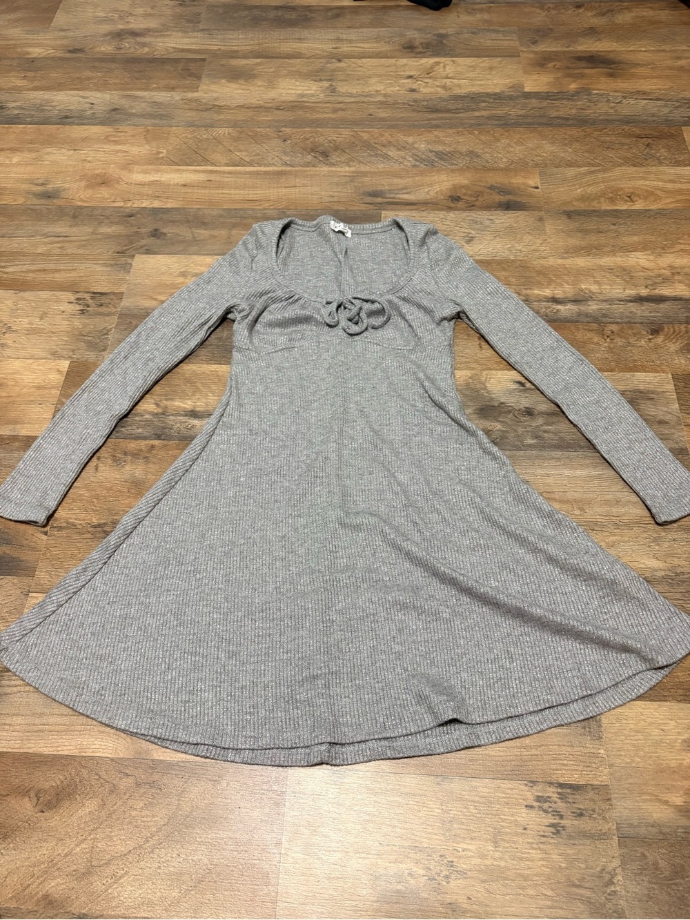Stitch & Pine Gray Rib Knit Long Sleeve Dress – Size Small - Picture 2 of 7